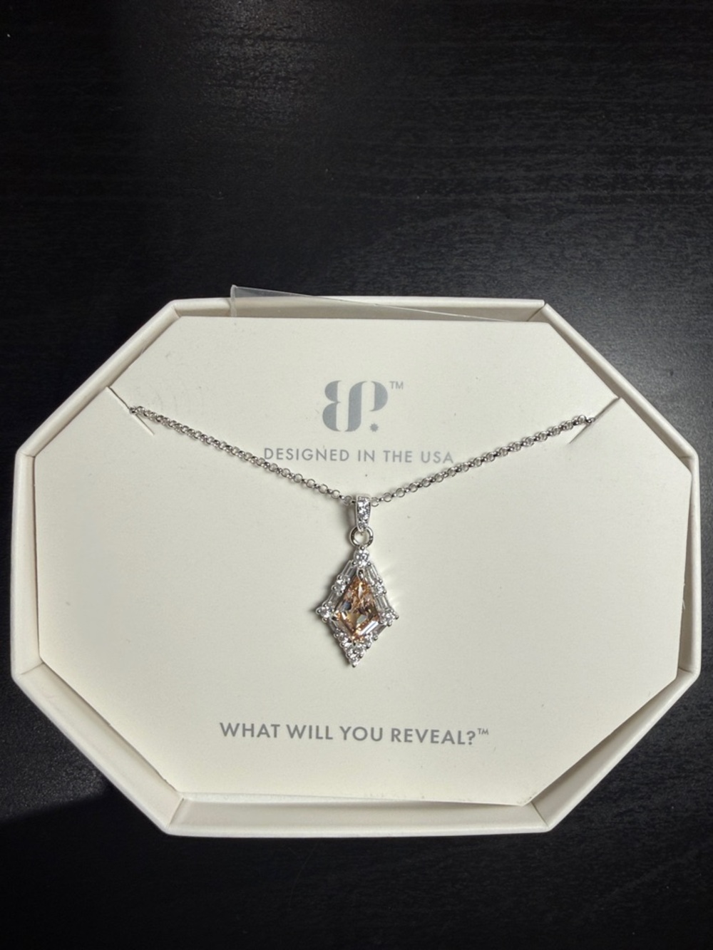 Sterling Silver Pendant Necklace with Champagne Gemstone